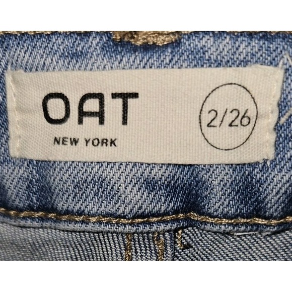 Oat New York Womens 2/26 Cropped Wide Leg High Rise Medium Wash Jeans - Picture 3 of 5